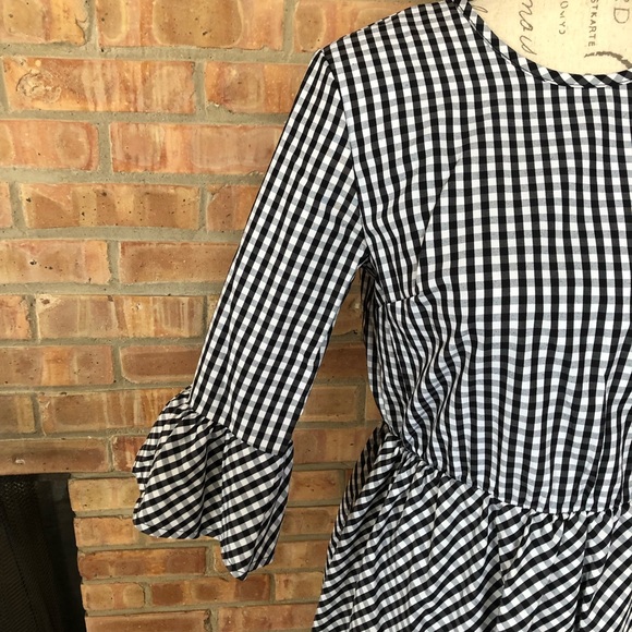 Black and White Check Tie Back Dress - Picture 6 of 6